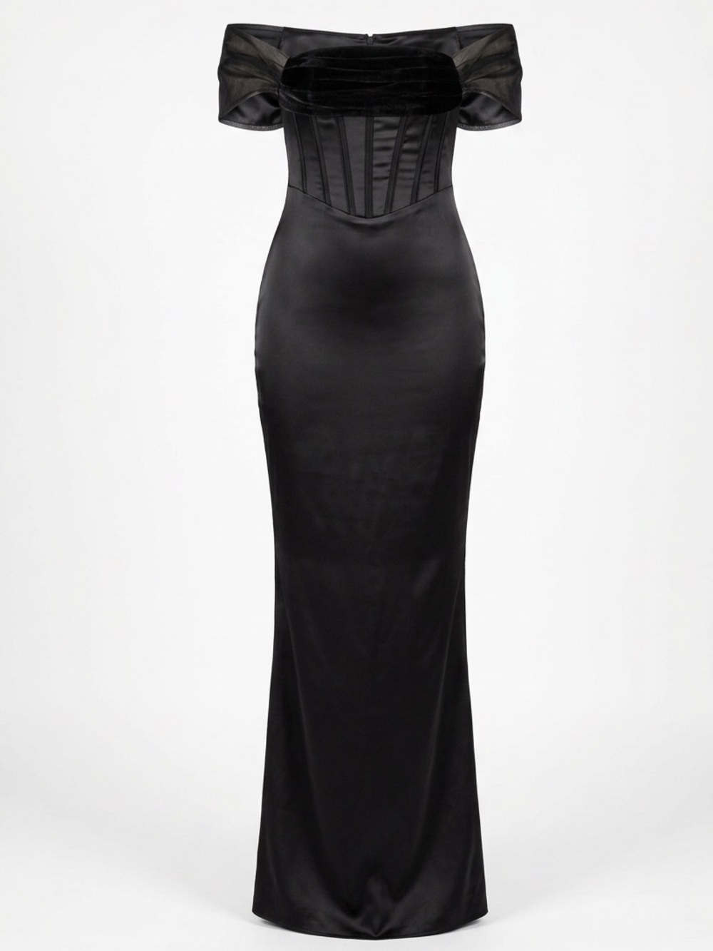 Gorgeous Meshki Black Off-Shoulder Corset Midi Dress Size Small